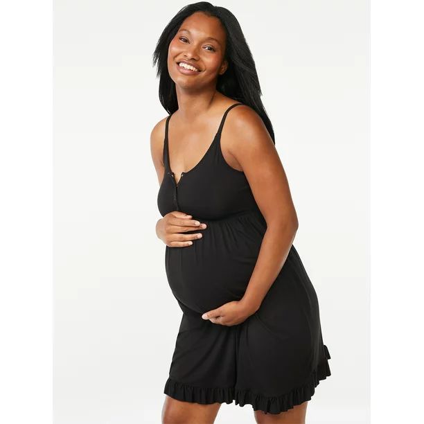 Joyspun Women's Maternity Nursing Chemise Dress, Sizes S to 3X | Walmart (US)