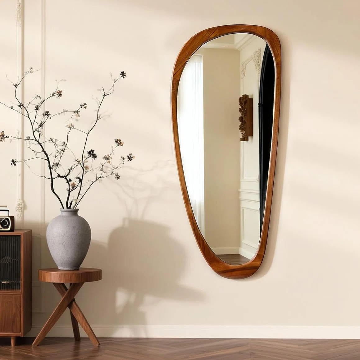 Asymmetrical Wood Framed Accent Wall Mirror | Wayfair North America