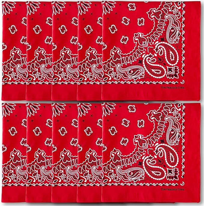 The Peacock Crew Premium Soft Cotton Bandanas Pack for Men and Women Paisley 22 x 22 inches | Amazon (US)