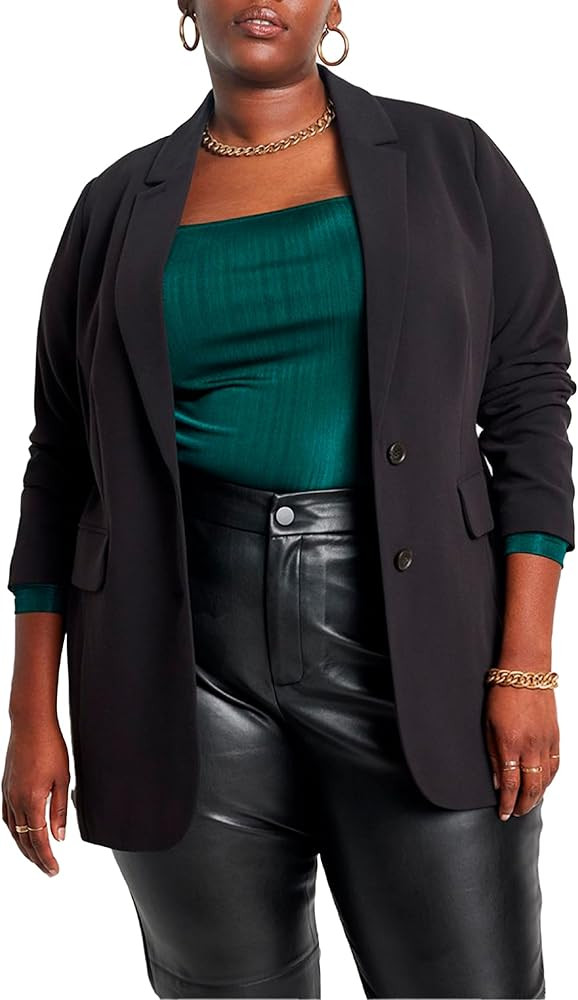 ELOQUII Women's Plus Size The 365 Semi Stretch Two Button Blazer | Amazon (US)