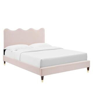Current Performance Velvet King Platform Bed in Pink | The Home Depot