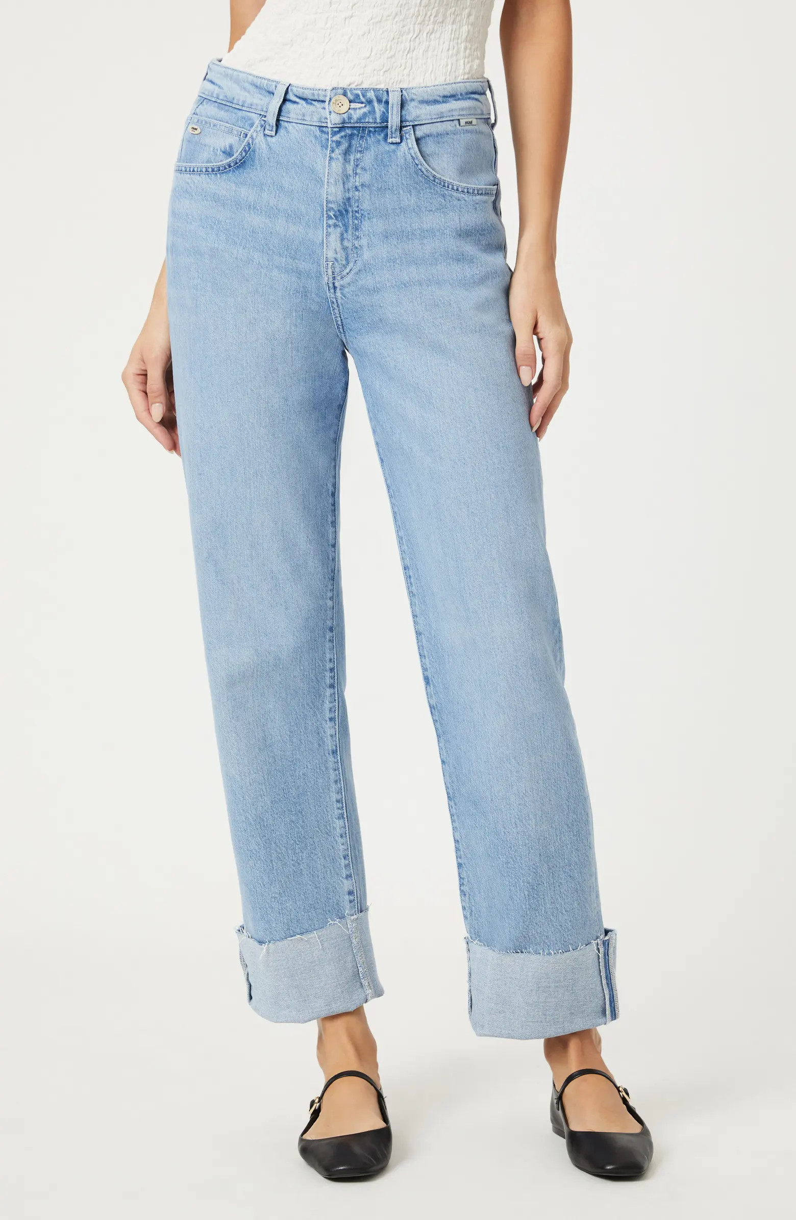 Savannah Cuffed High Waist Raw Hem Wide Leg Jeans | Nordstrom