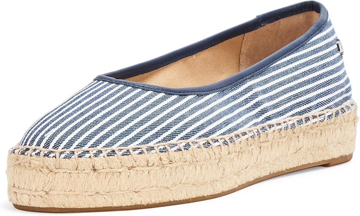 Lauren Ralph Lauren Women's Luize Striped Canvas Ballet Espadrille Flat | Amazon (US)