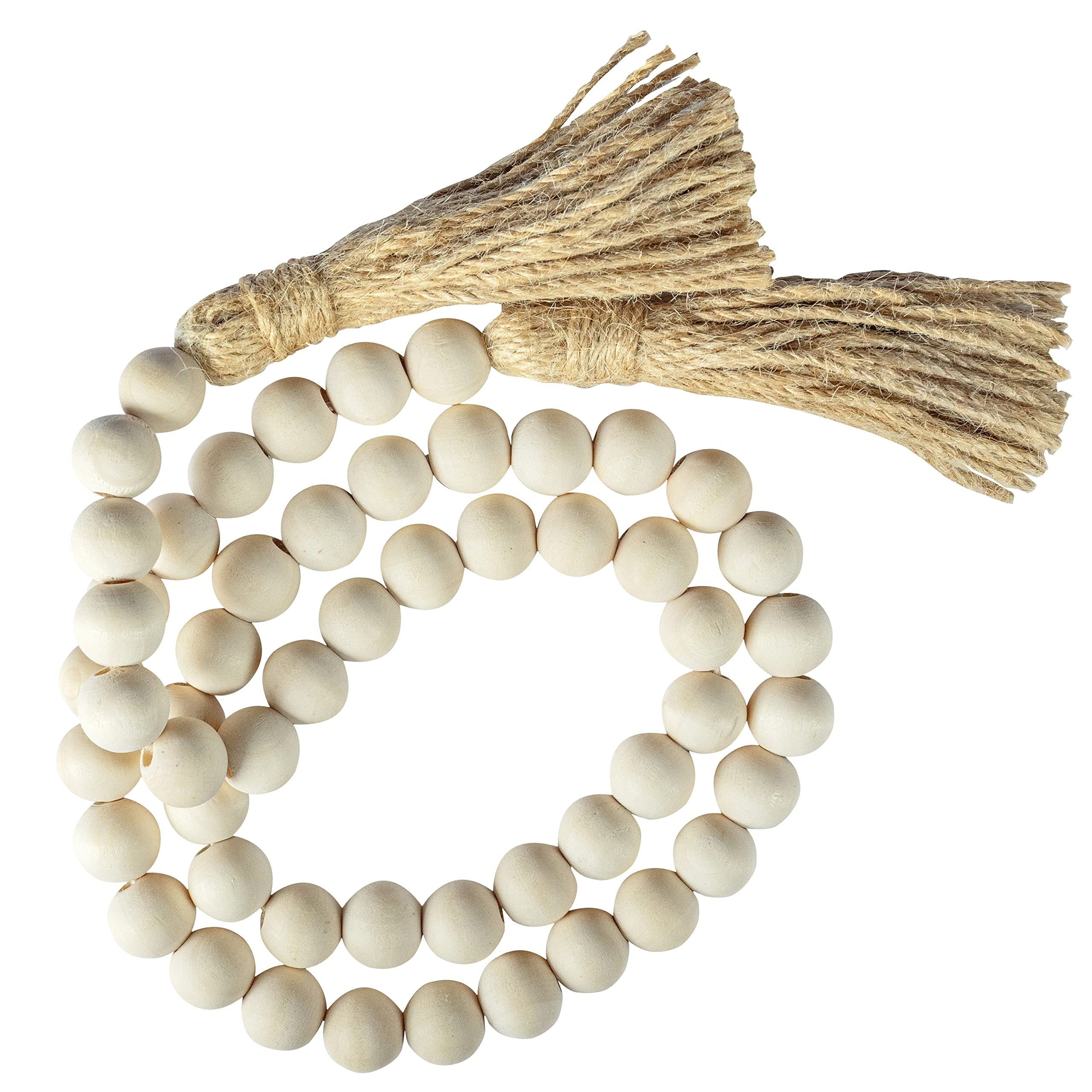 Decorative Wood Bead Garland Home Decor, Farmhouse Garland Beads with Tassel, Wooden Tier Tray Ru... | Amazon (US)