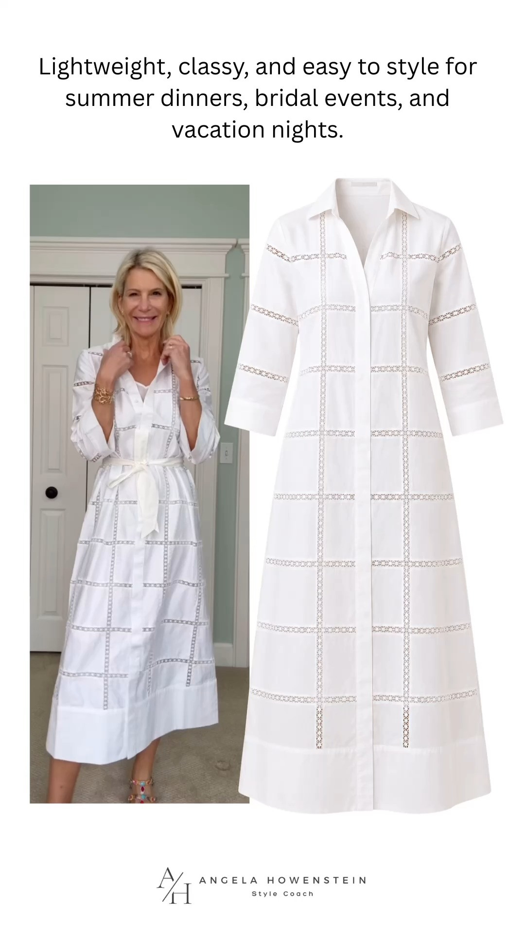 Elegant White Midi Dress for Vacation & Brunch.  

 #LTKootd #LTKSeasonal #LTKOver40