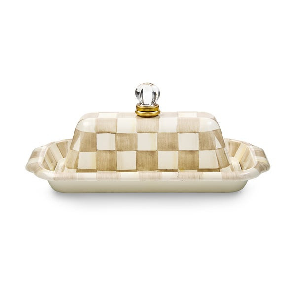 MacKenzie-Childs Mocha Check Butter Box | MacKenzie-Childs