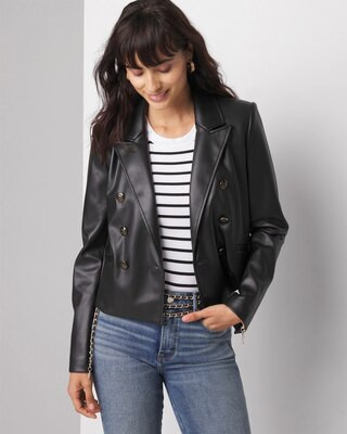 Women's Petite Faux Leather Jacket in Black size 2 | White House Black Market | White House Black Market