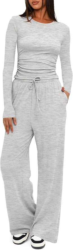Darong Women's 2 Piece Sets 2025 Fall Outfits Long Sleeve Wide Leg Tracksuits Casual Lounge Set M... | Amazon (US)