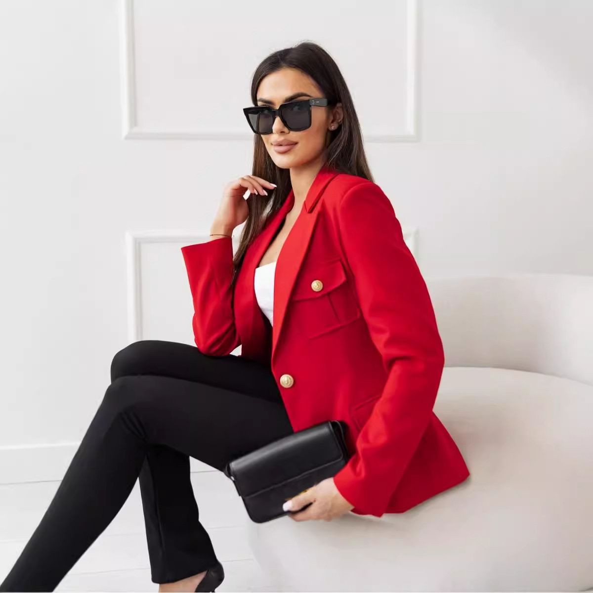 Coolmee Womens Casual Blazers Long Sleeve Notched Lapel Button Solid Slim Work Office Blazer Jack... | Target