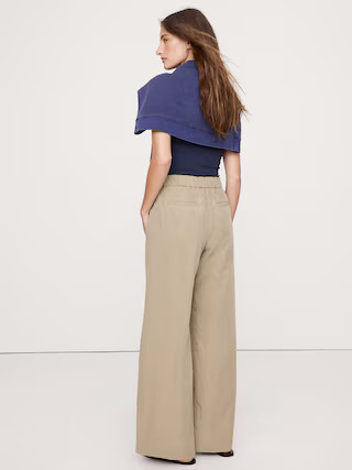 Mid-Rise Wide-Leg Drapey Pull-On Pant | Banana Republic (US)