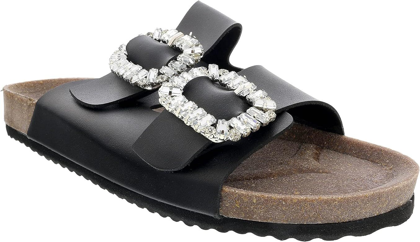 Ventutto White Crystal Embellished Comfort Sandals- for womens | Amazon (US)