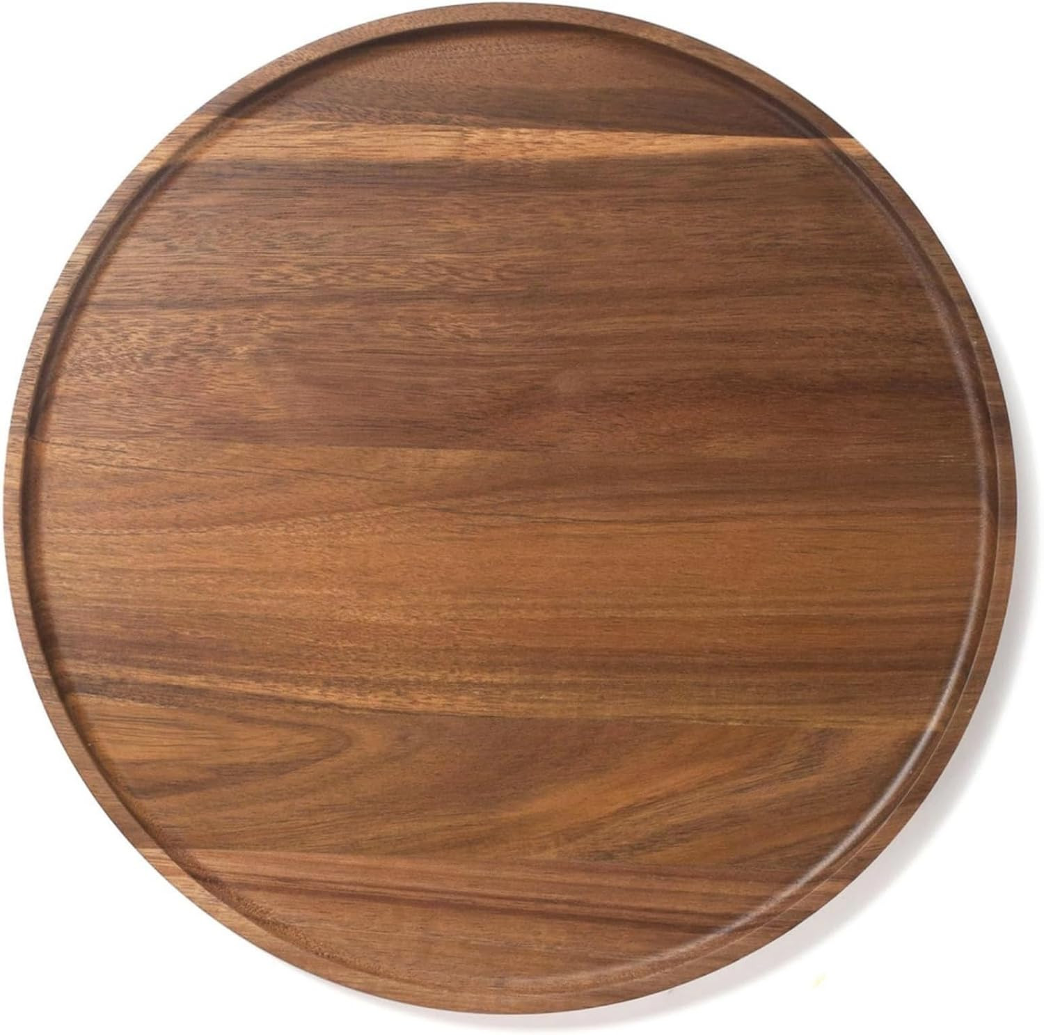 13.8" Round Wood Tray, Acacia Wooden Decorative Serving Tray for Coffee Table and Home Decor, Wooden Appetizer Charcuterie Board for Kitchen Countertop | Amazon (US)