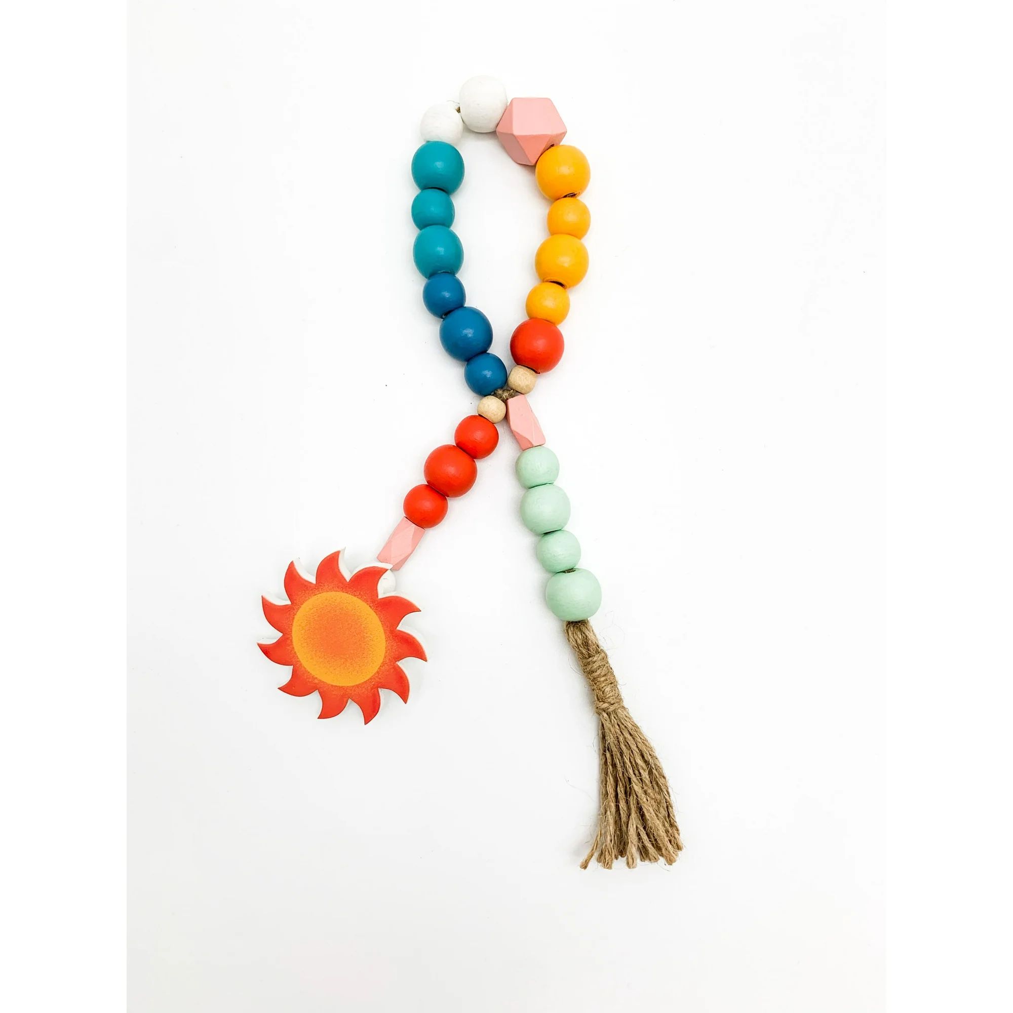 Way to Celebrate Summer Wooden Bead Dangle with Sun Icon, 11" Long Decoration | Walmart (US)