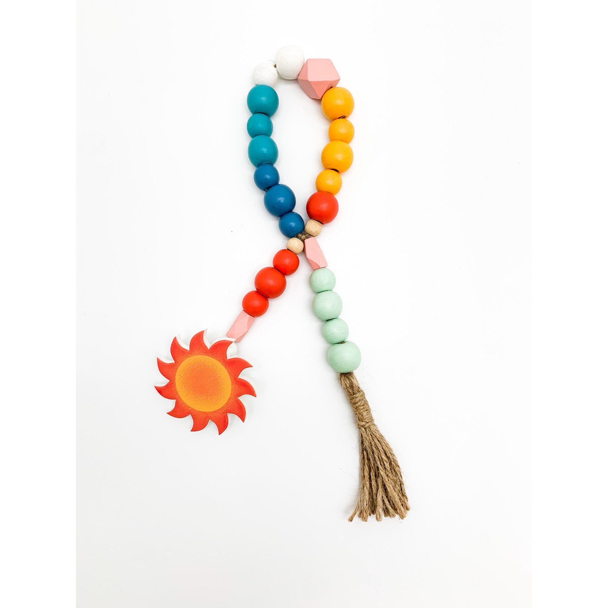 Way to Celebrate Summer Wooden Bead Dangle with Sun Icon, 11" Long Decoration | Walmart (US)