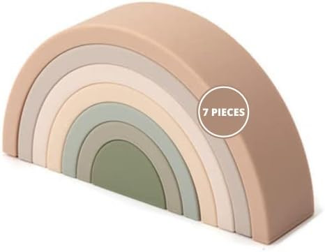 Rainbow Stacking Toy by LoveyLu, Silicone Nesting Toddler Toys, Boho Stacker Building Blocks, Edu... | Amazon (US)