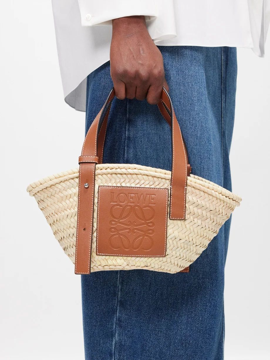 Anagram-logo small leather-trim raffia basket bag | LOEWE | Matches (US)