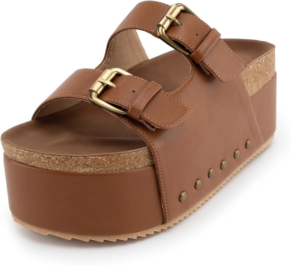 heelchic Platform Sandals Women, Chunky Platform Wedges with Arch Support, Big Buckle Casual Open... | Amazon (US)