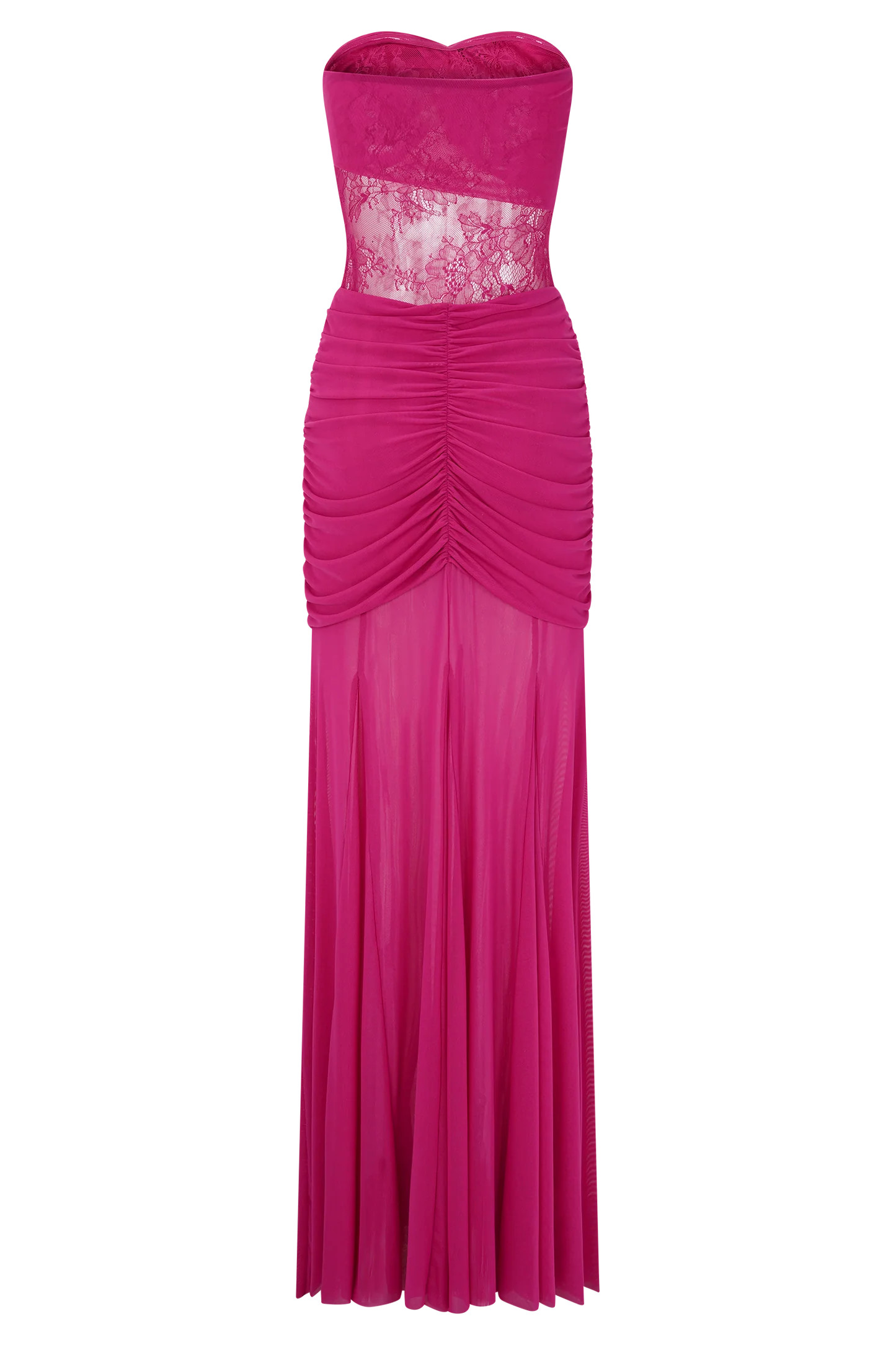 Khadijah Lace And Mesh Maxi Dress - Dragonfruit | MESHKI US