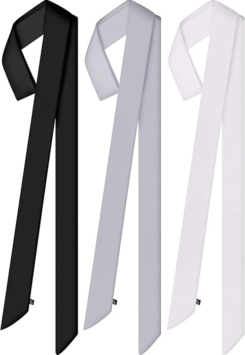 Geyoga 3 Pcs Scarf Skinny for Women Satin Scarf Belts Sash Necktie Neck Choker Solid Color Narrow... | Amazon (US)