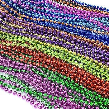 GIFTEXPRESS 72 pack Mardi Gras Beads Bulk, Mardi Gras Beads Necklaces Assortment, Throw Beads in ... | Amazon (US)