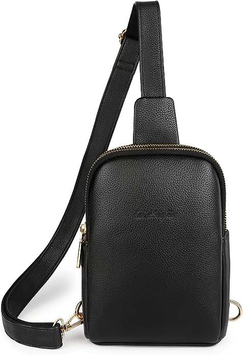 Sling Bag for Women, Leather Cross-Body Fanny Bags Purses for Women Men, Small Chest Bag Purses w... | Amazon (US)