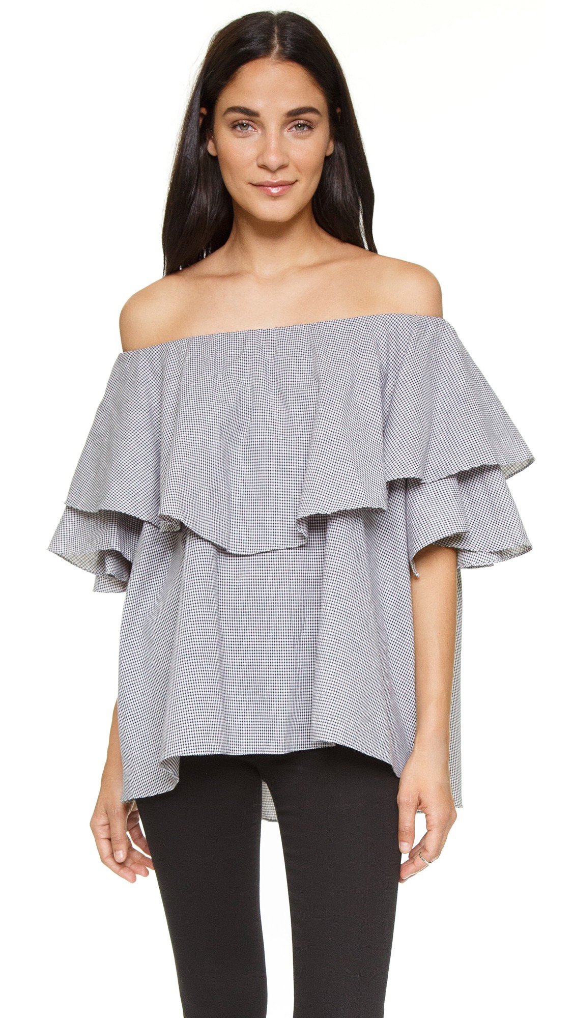 Mlm Label Maison Off Shoulder Top - Black/White Check | Shopbop