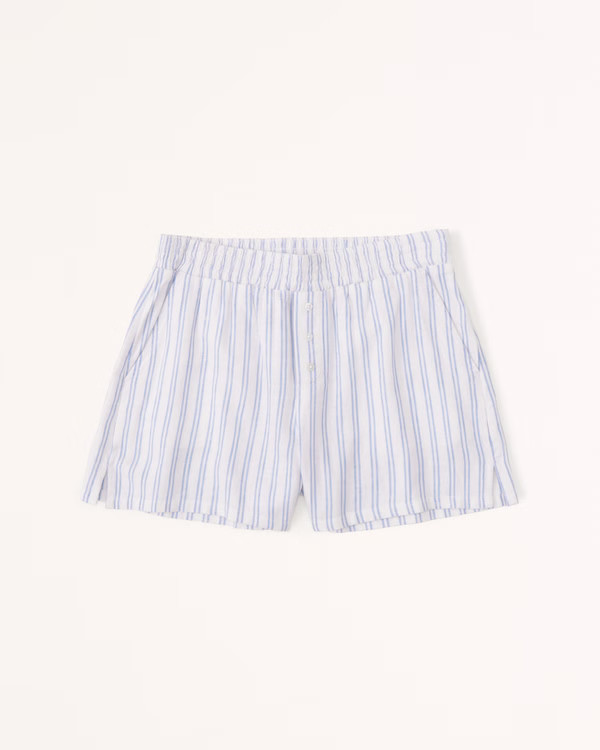 Women's Linen-Blend Sleep Shorts | Women's Intimates & Sleepwear | Abercrombie.com | Abercrombie & Fitch (US)