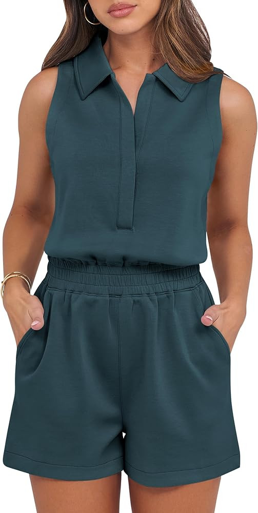 ANRABESS Romper for Womens 2026 Summer Dressy Casual Sleeveless V Neck One Piece Short Jumpsuit L... | Amazon (US)