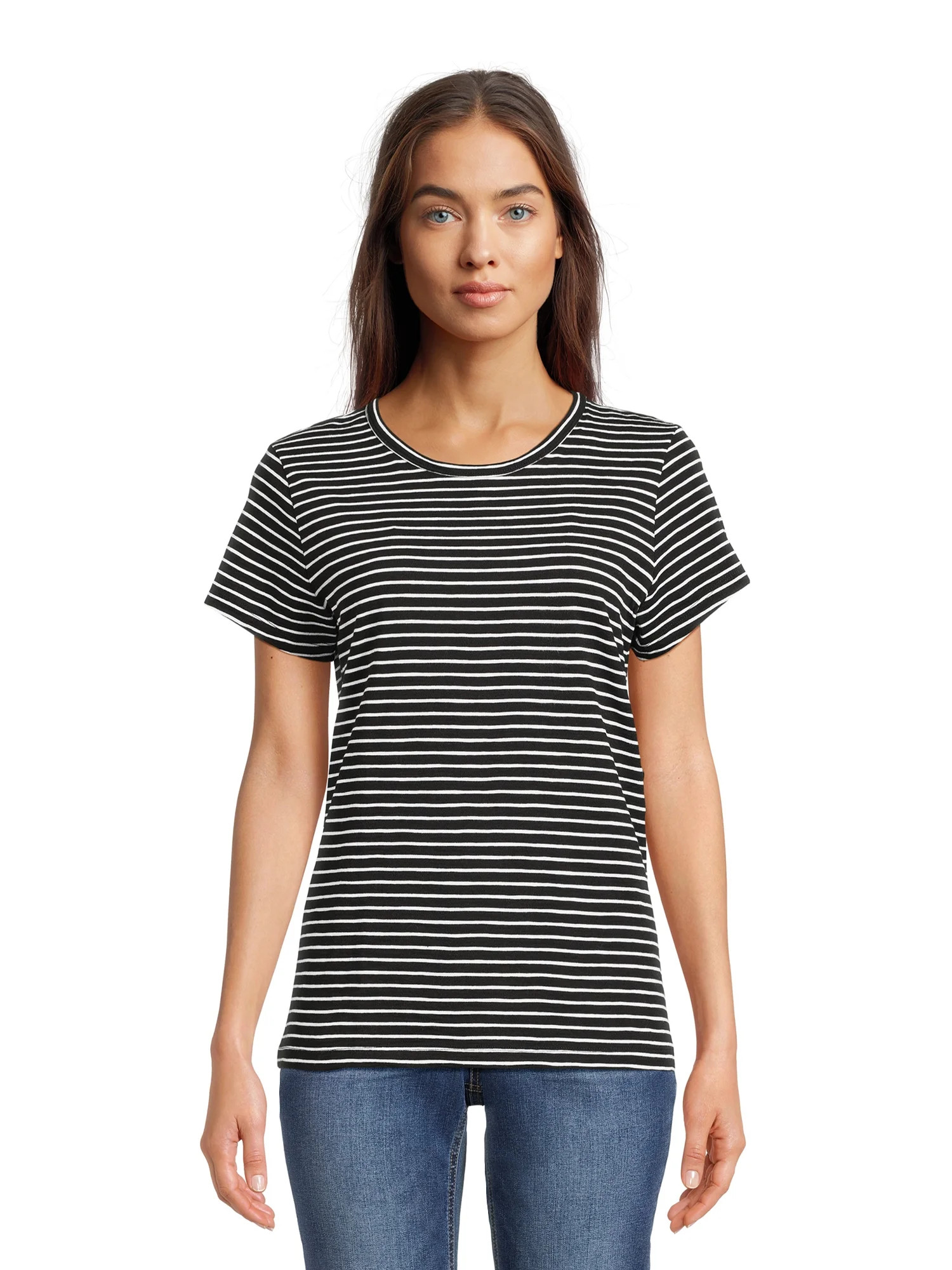 Time and Tru Women's Slub Texture Tee with Short Sleeves, Sizes S-XXXL | Walmart (US)