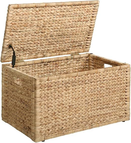 eHemco Heavy-duty Water Hyacinth Wicker Storage Trunk with Metal Frame, 30 by 17.5 by 17.5 Inches... | Amazon (US)