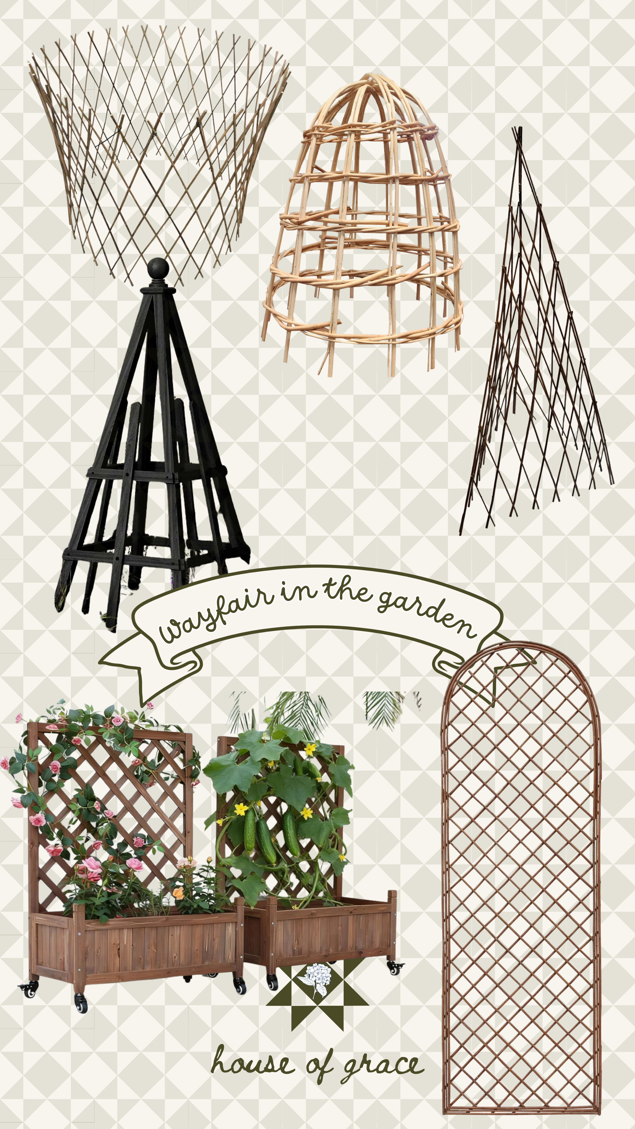 my picks for the garden from Wayfair! i love using willow and wood accents to help keep everything cohesive and true to nature! some of these come in multiple stains and colors. Love the willow trellises! 

 #LTKSeasonal #LTKHome