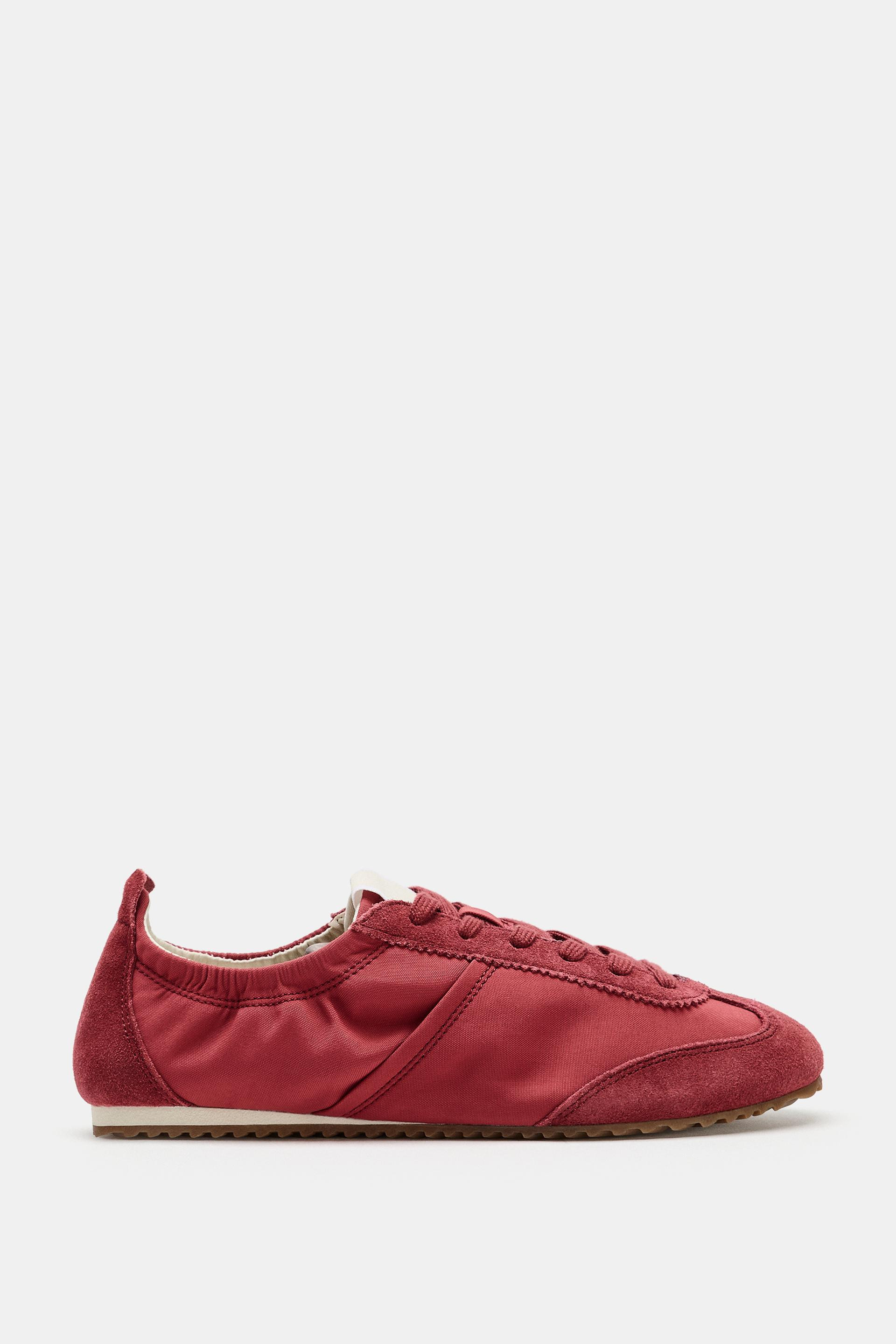 Zara - Elastic Heel Sneakers - Burgundy Red - 7½ - Woman | Zara US