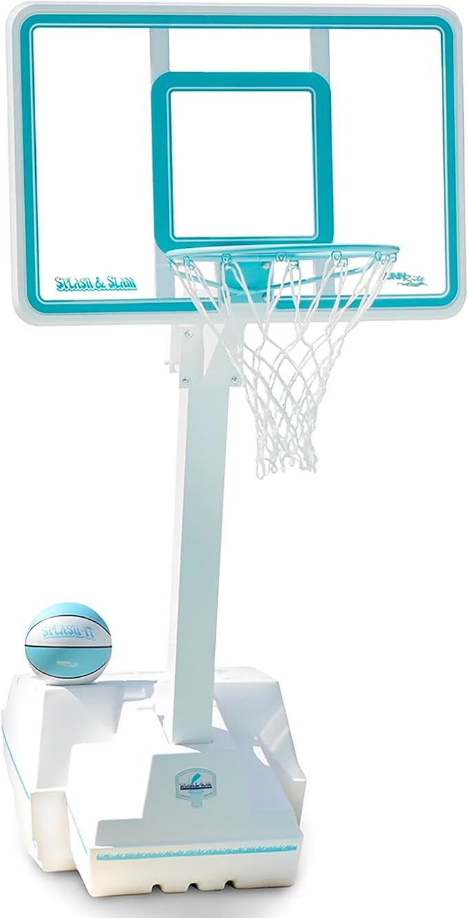 Dunn-Rite Splash and Slam Clear Poolside Fillable Base Basketball Hoop w/Ball, Adjustable Height ... | Amazon (US)