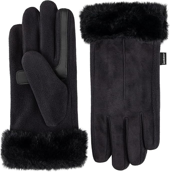 isotoner womens Water Repellent Touchscreen Stretch Mya Faux Fur Cuff Gloves | Amazon (US)