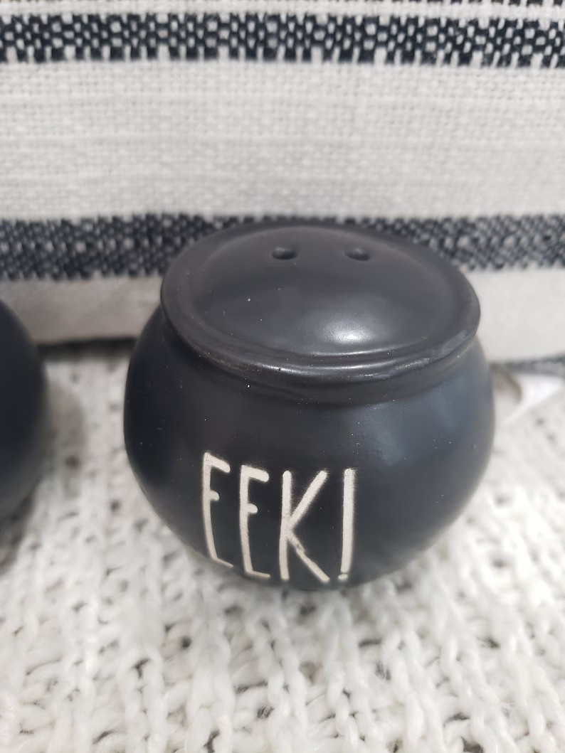 Rae Dunn "boo! & Eek!" Black Cauldron Salt and Pepper Shakers - Etsy | Etsy (US)