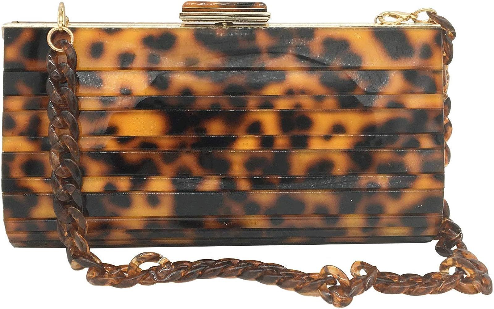 Leopard Print Women Acrylic Clutches & Evening Bags Fashion Party Dinner Purses and Handbags | Amazon (US)