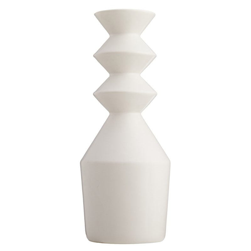 White Stacked Ceramic Vase, 11" | At Home