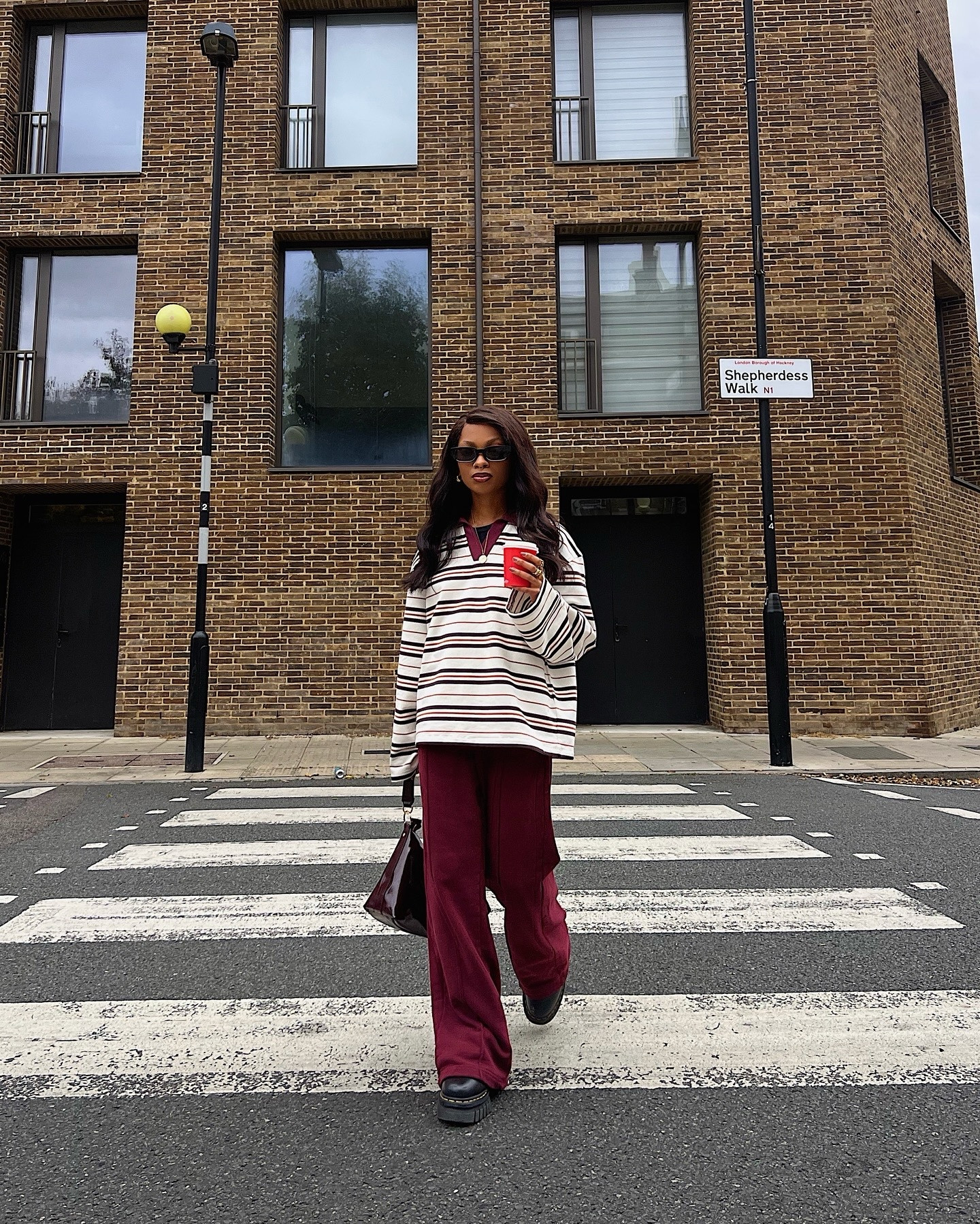 Autumn burgundy rugby shirt joggers patent bag

#LTKuk #LTKbag #LTKautumn