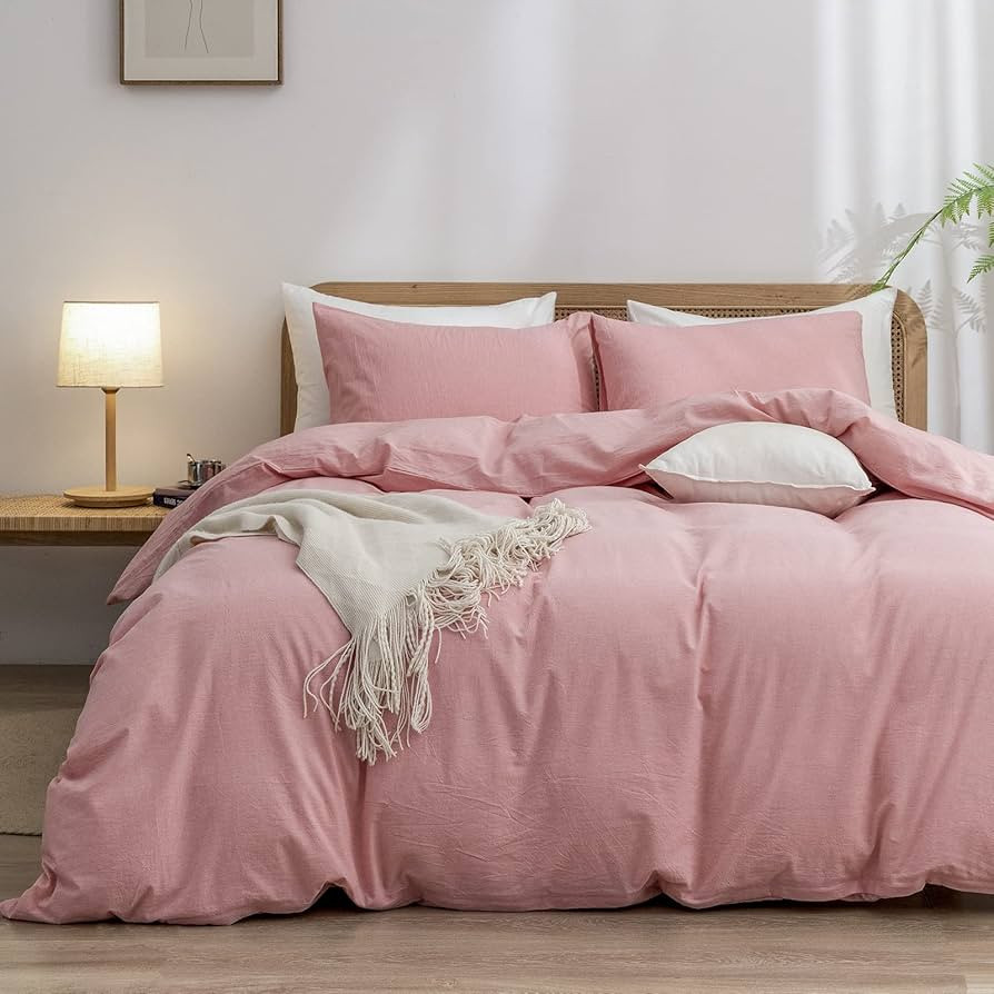 BESTOUCH Duvet Cover Set 100% Washed Cotton Linen Feel Super Soft Comfortable Chic Lightweight 3 ... | Amazon (US)