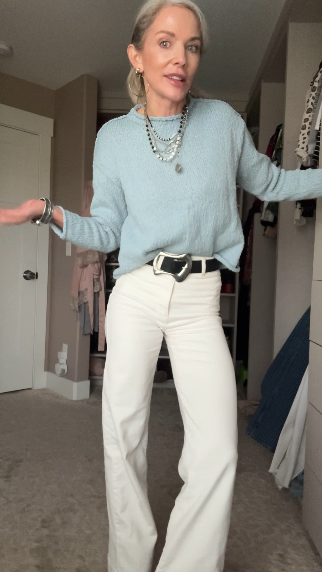 Starting with the outfit I’ve had on repeat—because I’m deep in my shades of blue era. Then a little peek inside my closet… full of pieces that never go out of style. 💙✨
#Timelessstyle #dreamcloset  

#LTKOver40 #LTKSeasonal