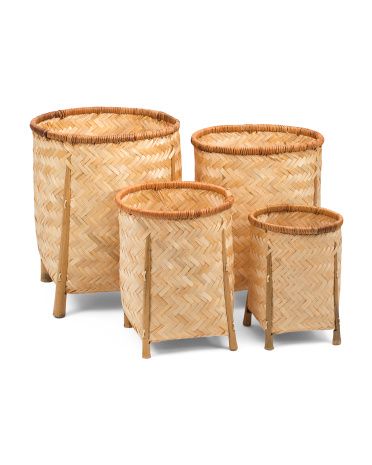 4pc 8in Bamboo Basket With Legs | TJ Maxx