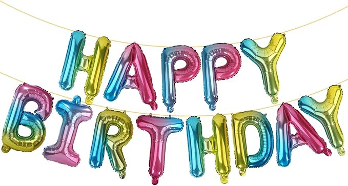 LIOZEOKUN Happy Birthday Balloon Letters 16 inch Mylar Foil Birthday Balloons Banner Sign for Bir... | Amazon (US)