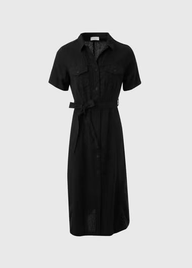 Black Linen Midi Shirt Dress - Size 14 | Matalan (UK)