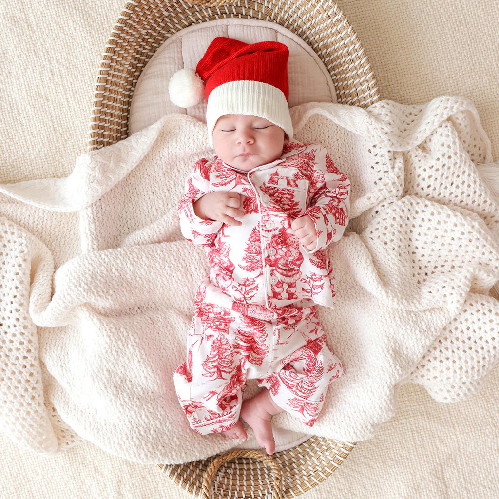 Holiday Red Long Sleeve Father Christmas Flannelette Luxe Pajama Set | Posh Peanut® | Posh Peanut