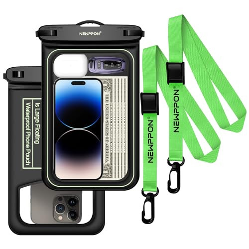 10.5" Large Floating Waterproof Phone Pouch - 2 Pack Float Clear Cell Holder Protector with Lanyard - Universal Floatable Water Proof Dry Bag for iPhone Samsung Galaxy for Beach Swimming Pool | Amazon (US)