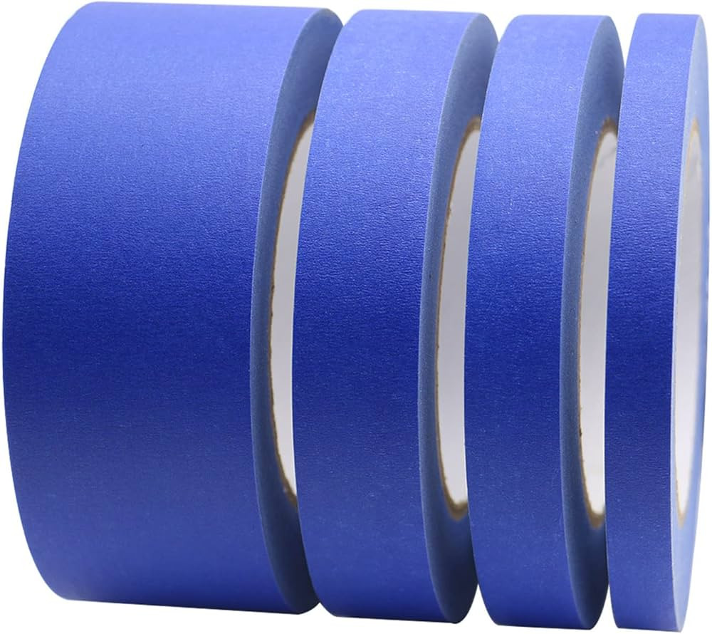 BOMEI PACK 4 Pack Blue Painters Tape, 1/2" 3/4" 1\u201d 2\u201d x 60yds, Multi Size Painting Mask... | Amazon (US)