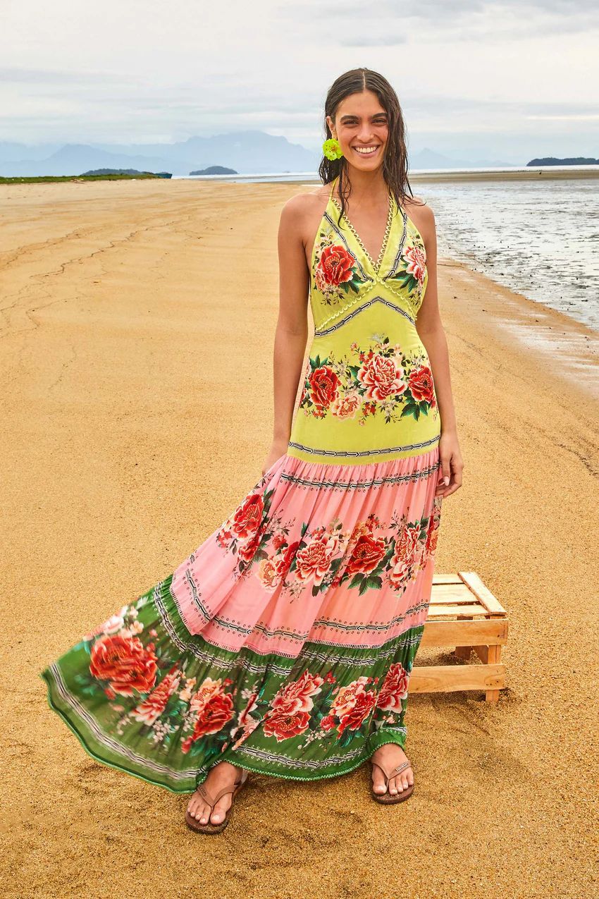 Manuela Floral Pastel Maxi Dress | FarmRio