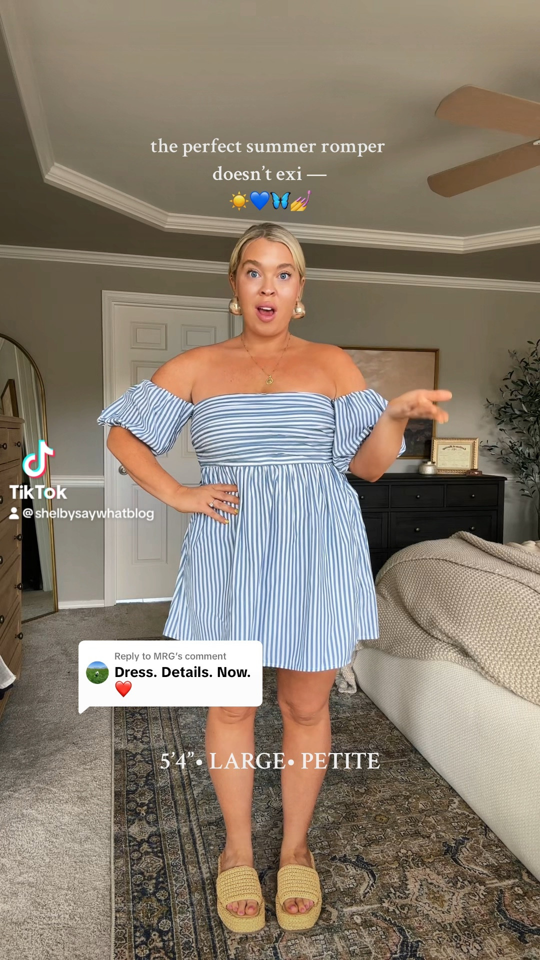 This summer romper I’m wearing a size large, short. Fits true to size.
💙🦋☀️

#LTKfindsunder100 #LTKVideo #LTKmidsize