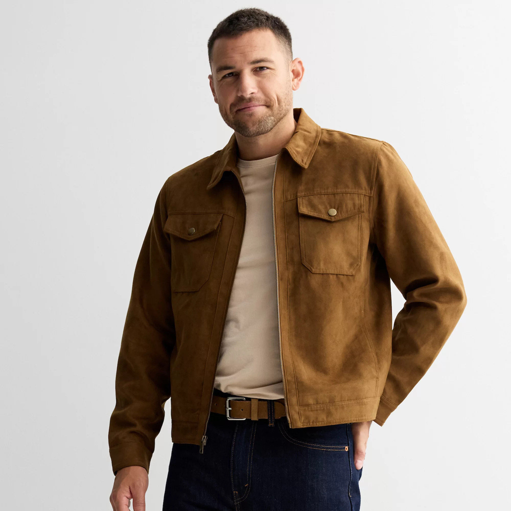 Men's Apt. 9® Faux Suede Trucker Jacket | Kohl's