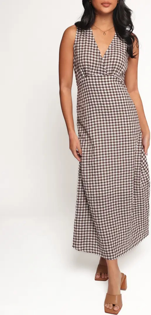 Queenie Check Sleeveless Midi Dress | Nordstrom